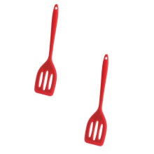 Small Silicone Turner Heat Slotting Spatula Suitable For Fish Eggs Pancakes Etc *2PCS