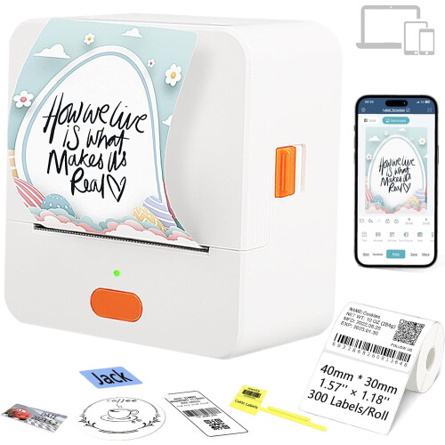 Label Maker Machine, Portable Small Bluetooth Thermal Label Printer, Mini Printer Labeler for Small