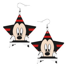 Cartoon Mickey Mouse Leather Earrings Christmas Decorative Design Faux Leather Earring Lightweight Dangle Drop Earrings for Women