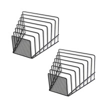 2-delige set multifunctionele dossierorganizers met schuine rand, metalen draadgaas, brievenhouder met 7 vakken