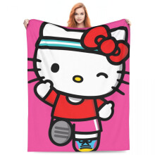 Couverture Hello Kitty en flanelle douce, 102 x 76 cm (40 x 30 pouces) - Rose polaire, idéale pour les filles, légère pour les voyages, le