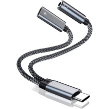 Kompatibel med Samsung Galaxy S21 hörlursadapter, 2in1USB C till 3,5 mm hörlursuttag Hi-Fi DAC med PD60W snabbladdningsdongel
