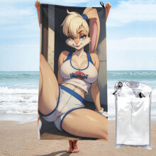 Lola Bunny Cartoon sneldrogende badhanddoek van microvezel voor dagelijks gebruik, geschikt voor zwemmen en strand (27,5" x 55").