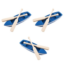 Lot de 3 barques à rames avec pagaies, adorables figurines de barques à rames, bateaux miniatures pour jardin féerique