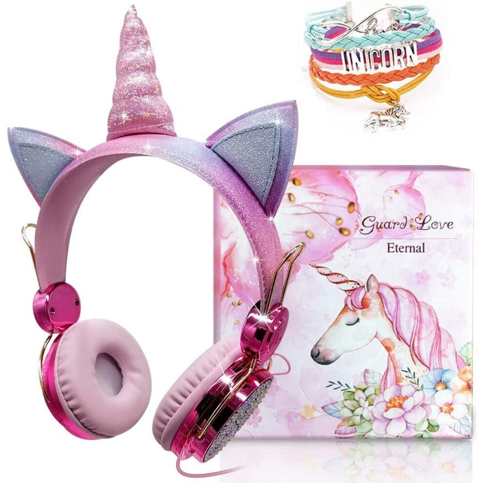 Unicorn Kids Headphones For Girls Children Teens, Wired Headphones For Kids With Adjustable Head, 3.5Mm Jack 9083649884980