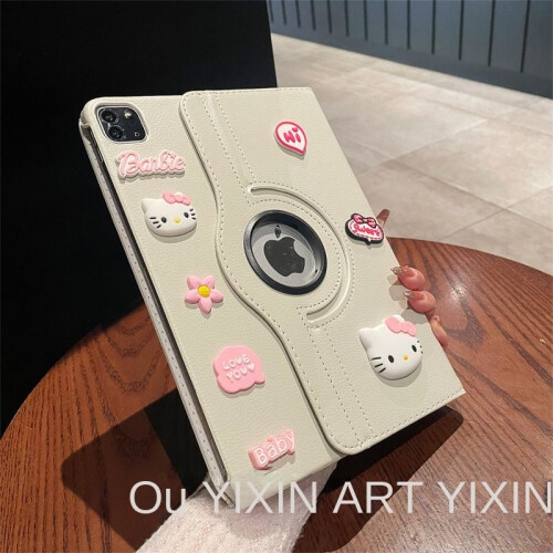 Capa protetora Hello Kitty de desenho animado compatível com iPad de 10,2 polegadas, capa para tablet de 10,9/Pro de 11 polegadas, compatível com