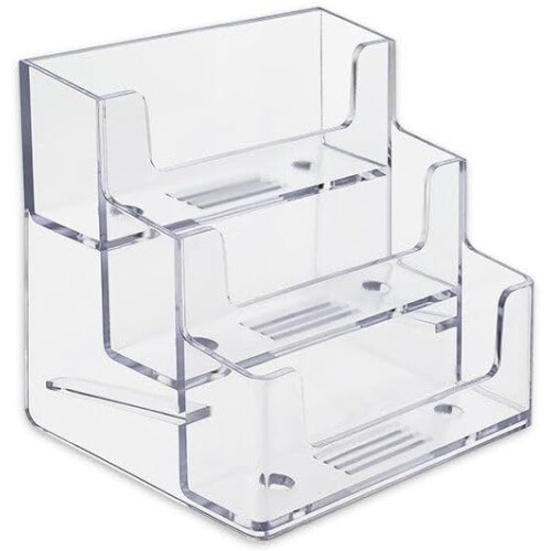 2 Stück Premium-Visitenkartenetui mit 3 Fächern, transparent (1 Packung)