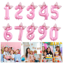 SUSUchens Ensemble de ballons de fête de 101,6 cm (40 pouces) en forme de chiffre et de nœud papillon, ballon en film d'aluminium avec paille