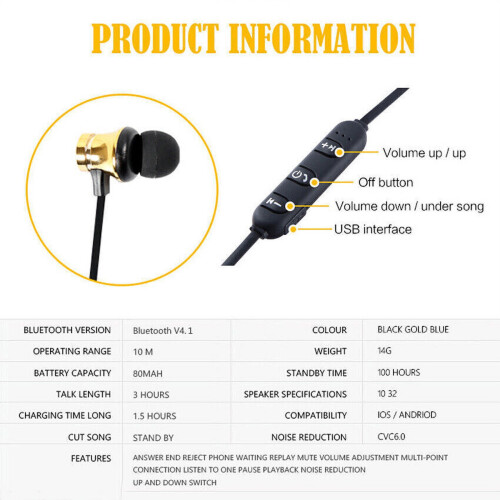 Écouteurs de sport sans fil Cterwk, stéréo intelligents, Bluetooth, étanches 1