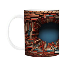 XIUH Kitchen Supplies,Kitchen Tools 3D Bookshelf Mug 3D Effect Books Mugs Cool Birthday Christmas Gifts for Him Her White Ceramic Mug 11oz