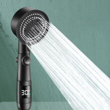 Cabezal de ducha de mano RnemiTe-amo con pantalla digital de temperatura y LED de encendido/apagado, alta presión, compatible con mangueras