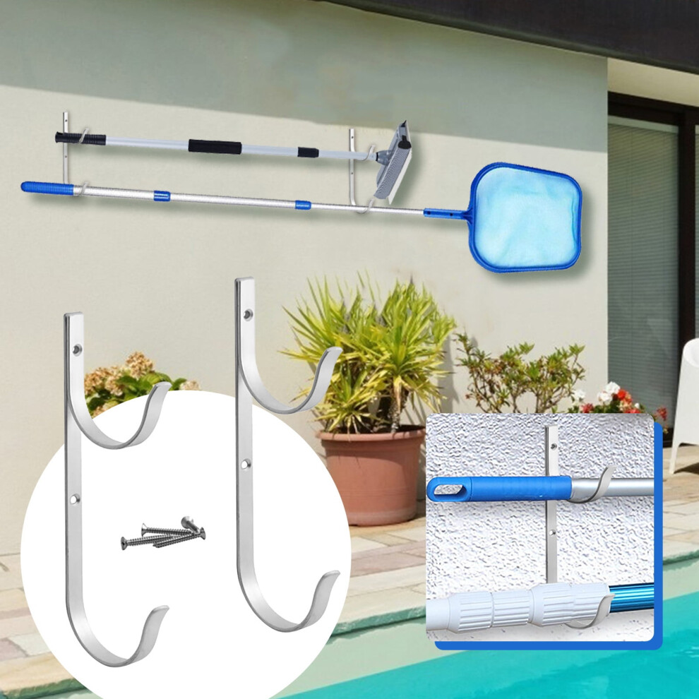 Fnyoxu Set Of 2 Aluminum Pool Hangers For Telescopic Poles - Store Poles With Nets,Vacuums,Hoses And Attachments(Length:8inches) 9083649887554
