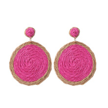 Oorbellen van rotan, oorbellen met een rotanballetje als hanger, handgemaakte oorbellen voor dames, gevlochten oorbellen van stro, rotan en raffia,