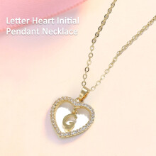 Women A to Z Capital Letter Heart Initial Pendant Necklace Jewelry Accessory