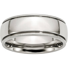 Edelstahlband, gerillt und perlenbesetzt, 8 mm, poliert