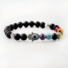 RSAMD Engros 8MM Naturstensperle Reiki Healing Perlearmbånd Herre Stabelbar- Farverig palme