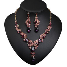 Conjunto de joias de luxo LEAQU para mulheres, com colar, brincos e pingente de strass. Ideal para casamentos.