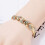 Pulseiras ajustáveis com folhas douradas e strass, elegante pulseira de folhas para mulheres. 3