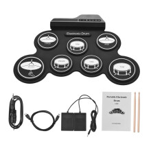 Portable Electronic Drum Pad Kit with Headphone Jack, Metronome and Realistic Sounds for Travel