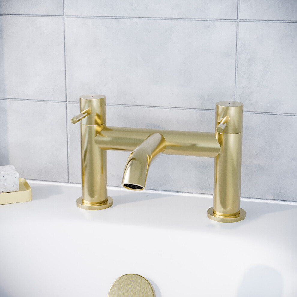 Nes Home Modern Brushed Brass Designer Deck Mounted Bath Filler Tap