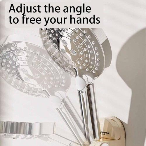 Adjustable Suction Cup Shower Head Holder Wall Mount for Handheld Shower White No Drill 2