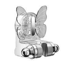 Handheld Shower Head Holder 70 Adjustable Removable Wall Bracket Butterfly Design for Bathroom Transparent Gray