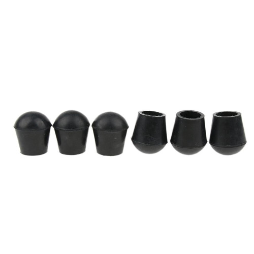 6x Bengala Triangular Dobrável com Ponteiras de Borracha 3/4'' - Preta, 22mm
