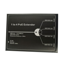 Répéteur PoE 1 vers 4 ports 10/100 Mbps, conforme à la norme IEEE 802.3AT, portée maximale de 250 Mbps et puissance maximale de 65 W pour