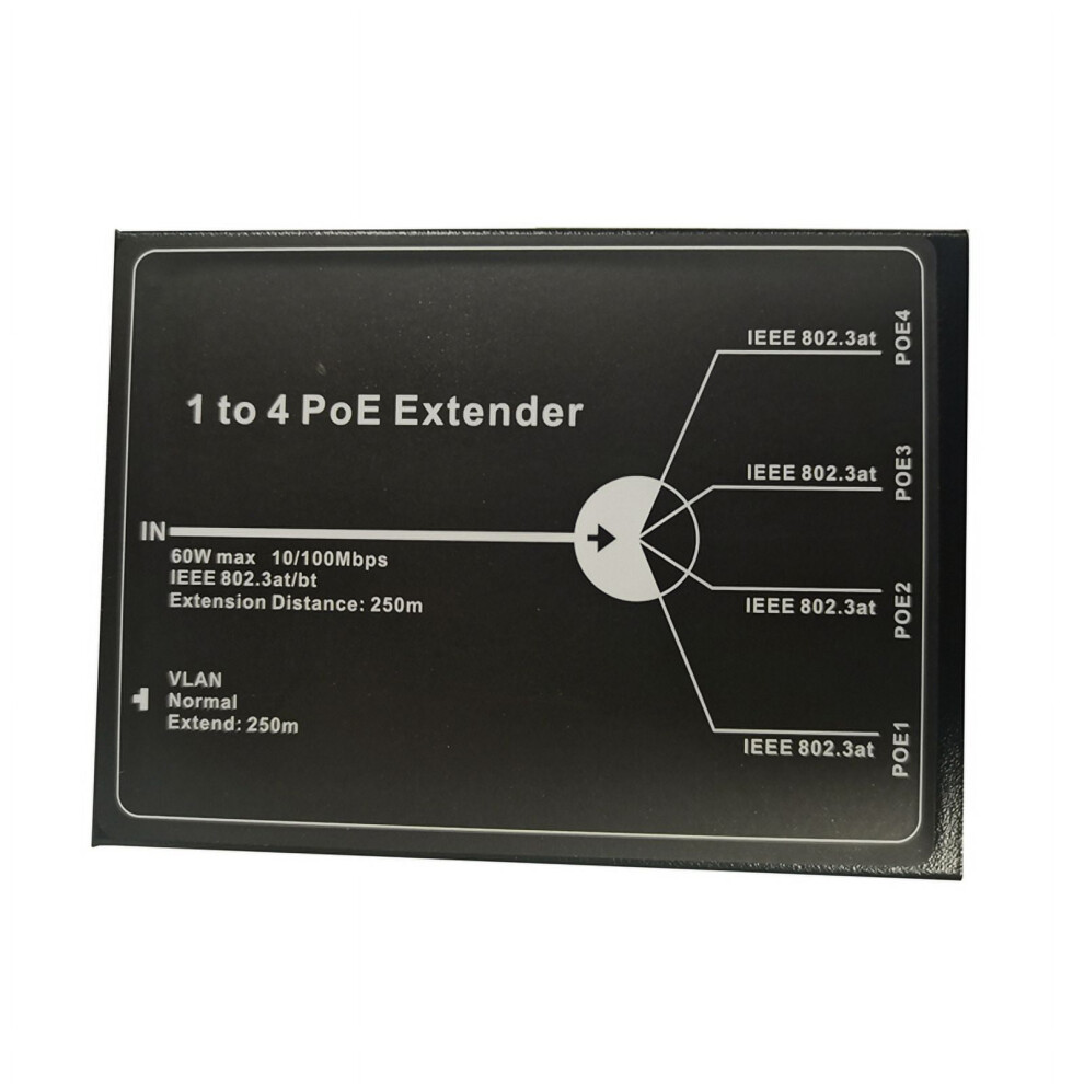 1 To 4 Poe Extender 10/100M 4 Port Poe Extender Ieee802.3at Poe Extender Max Extend 250M 65W Max For Ip Camera 9395123816135