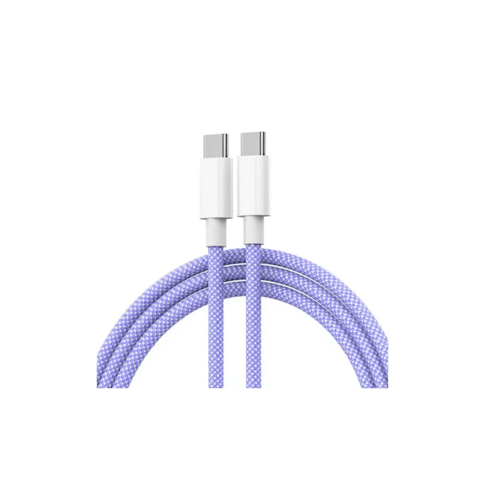 Usb-C Fast Charging Cable, Pd 60W Braided Cord, 2M, Compatible With Iphone 15, Android, Samsung, Huawei, Purple 9395123816241
