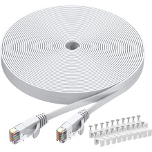 Câble Ethernet Cat6 blanc de 12 m (40 pi), câble de brassage Ethernet plat RJ45 pour réseau local (LAN) - 12 m (40 pi)