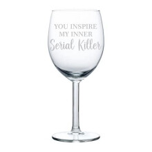 Wijnglas met de tekst "You Inspire My Inner Serial Killer" (grappig waargebeurd misdaadverhaal) (280 ml)