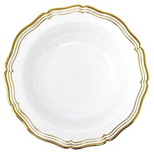 VeZee 's Aristocrat Collections: 7.5 inches Soup Bowls White & Gold Border: BPA Free for All Occasions: 100CT