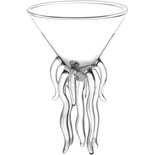 Ποτήρι Octopus Jellyfish Martini, Ποτήρι Κρασιού Χταποδιού, Ποτήρι Κοκτέιλ σε Στυλ Κθούλου με 2