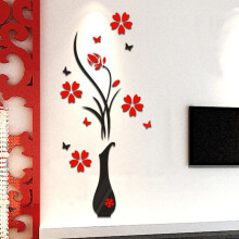 Miayilima Vase DIY Arbre à fleurs Cristal Acrylique Stickers muraux 3D Décoration intérieure