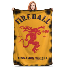 Κουβέρτα Fireball-Cinnamon-Whisky-Logo Ριχτάρι για διακόσμηση δωματίου, φανελένιες κουβέρτες