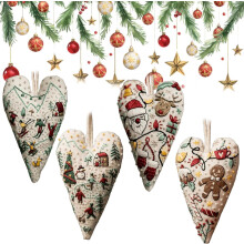 DIY-Herzstickerei-Weihnachtsdekoration, 2025 Neue Ornament-Sets kompatibel mit Handstickerei Weihnachtsbaumhänger (4 Stück-c)