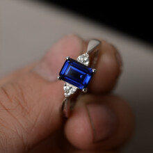 Bliss Square Mystic Rainbow Topaz Verlovingsring, 925 sterling zilver, maat 6-10, totaal karaat, donkerblauw