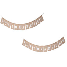 Xubond Valentinsdag, Valentinsdag Festpynt Retro Jute Flag JUST MARRIED Firkantet Banner Flag, Beige, Hjemmeindretning, Festpynt