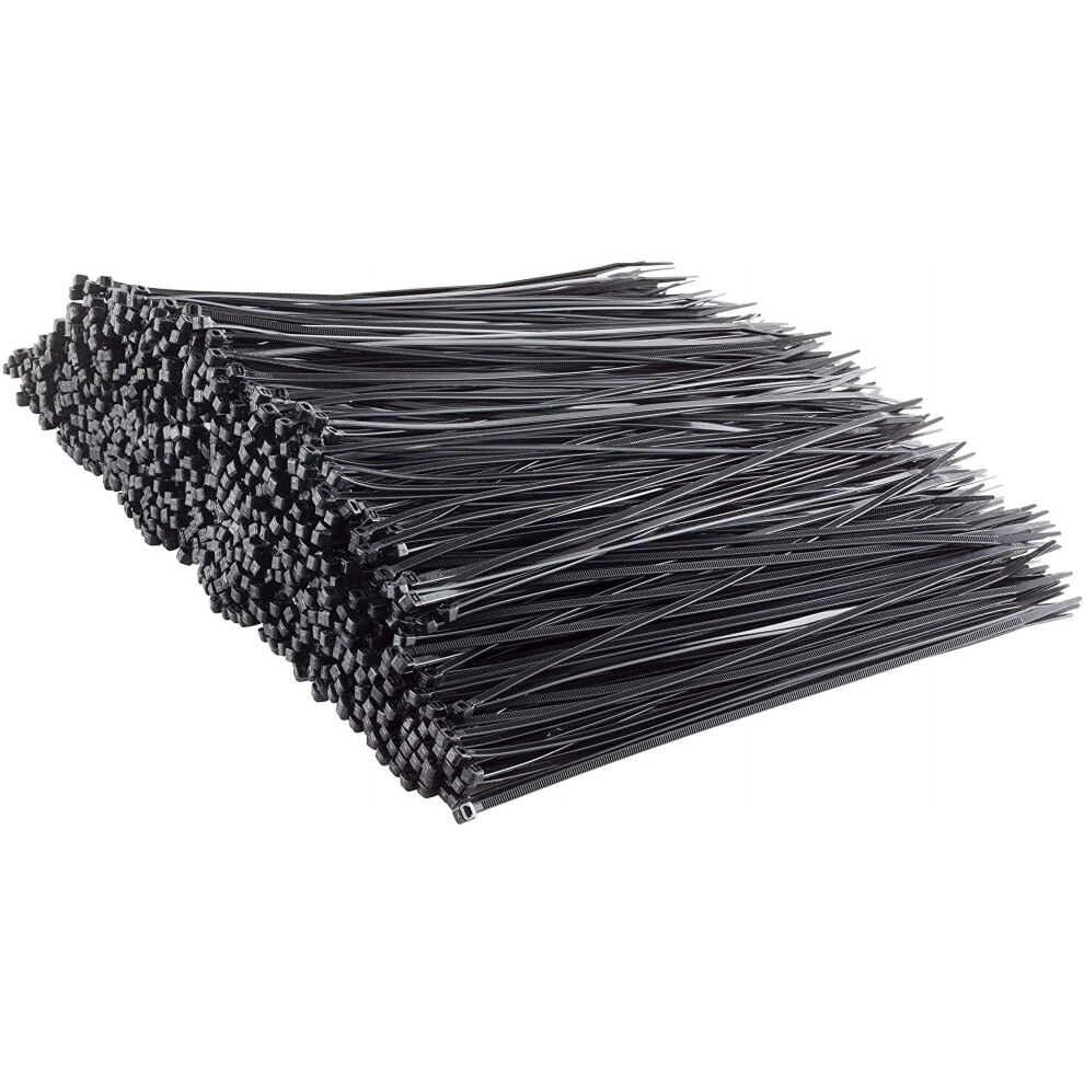 8 Inch Zip Ties, 1,000 Bulk Pack, 18Lb Strength, Uv Resistant Small Nylon Cable Ties, Self-Locking 8" Tie Black 9395123908953
