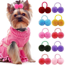 Lot de 20 petits nœuds pour poils de chien, nœuds de toilettage pour chiots avec élastiques, assortiment de nœuds ronds à pompons pour