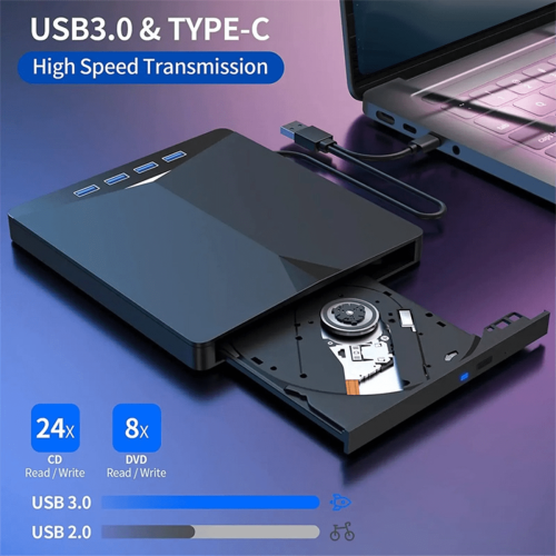 Externe USB 3.0 Type-C dvd-brander, cd-speler en dvd-drive voor pc, laptop en desktopcomputer 1