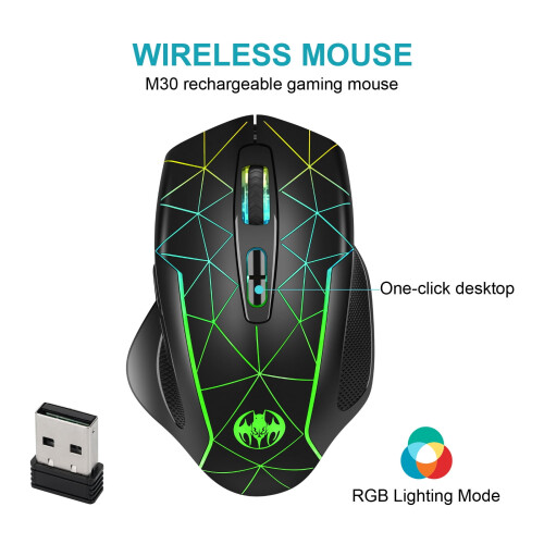 2.4G Rechargeable Wireless Mouse Gamer Gaming Computer USB Mause RGB Backlight Mice for Laptop PC 1