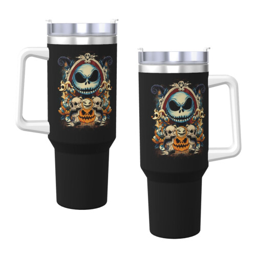 Το Nightmare 40Oz Tumbler με λαβή και καπάκι από άχυρο, μονωμένο ποτήρι, μπουκάλι νερού από