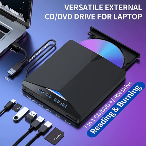 Externe USB 3.0 Type-C dvd-brander, cd-speler en dvd-drive voor pc, laptop en desktopcomputer 2