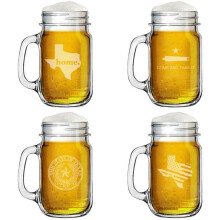 16oz lasipurkkimuki kahvalla -lahjasetti of4Texas Collection
