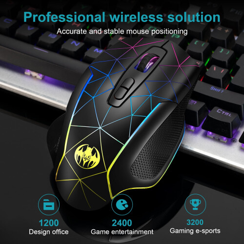 2.4G Rechargeable Wireless Mouse Gamer Gaming Computer USB Mause RGB Backlight Mice for Laptop PC 2