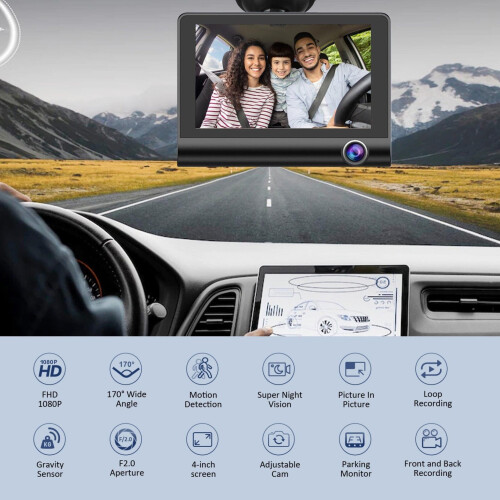 Κάμερα αυτοκινήτου BFSAUHA εμπρός και πίσω, 4" Full HD 170 ευρεία γωνία με νυχτερινή 1