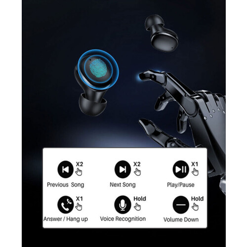 Cterwk Cuffie wireless Bluetooth, mini auricolari in-ear con comandi touch e custodia di ricarica 1
