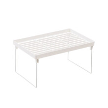 White Wire Stackable Shelf Stacking Cabinet Shelf Desk Countertop Storage Holder
